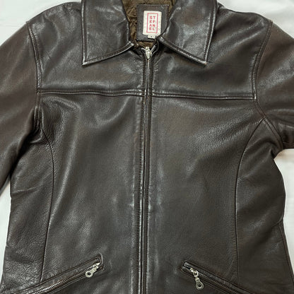 Vintage Stefanel Brown Real Leather Jacket - UK 8