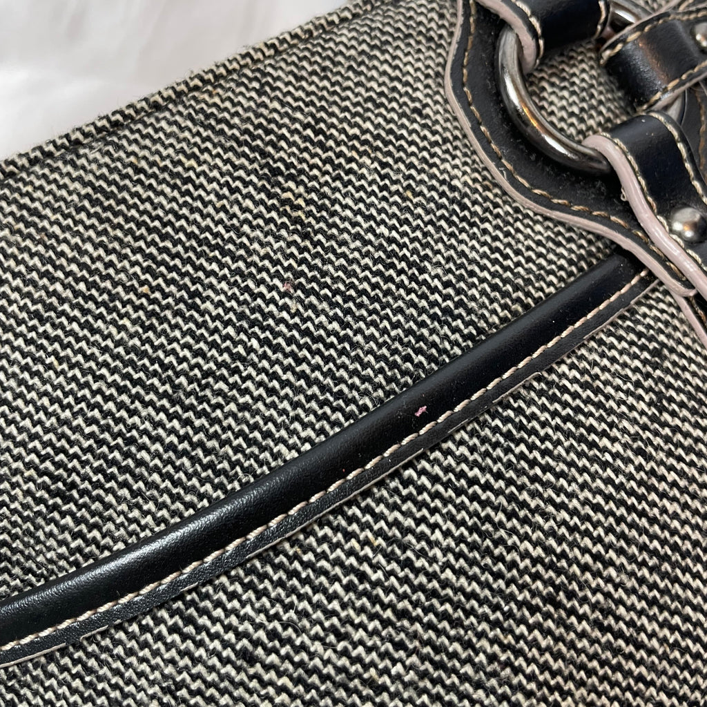 Vintage Black & Grey Canvas Tote Bag From Japan