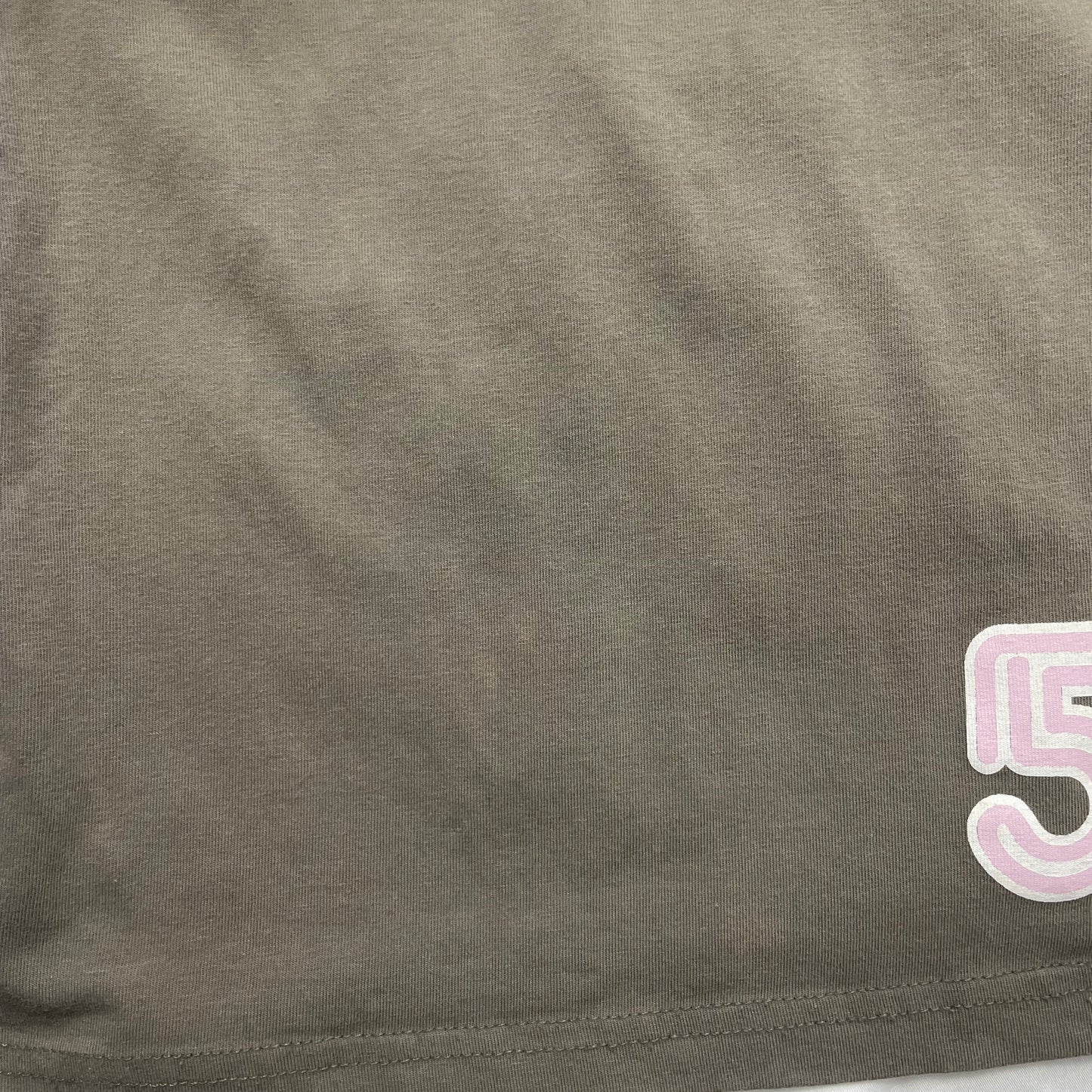 Y2K Sweety Contrast Long Sleeve Top - Pink & Khaki Graphic “Fifty Six”