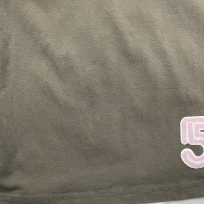 Y2K Sweety Contrast Long Sleeve Top - Pink & Khaki Graphic “Fifty Six”