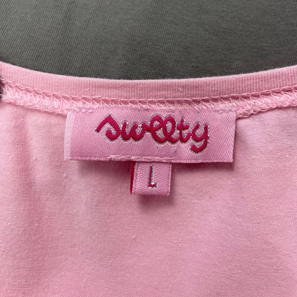 Y2K Sweety Contrast Long Sleeve Top - Pink & Khaki Graphic “Fifty Six”