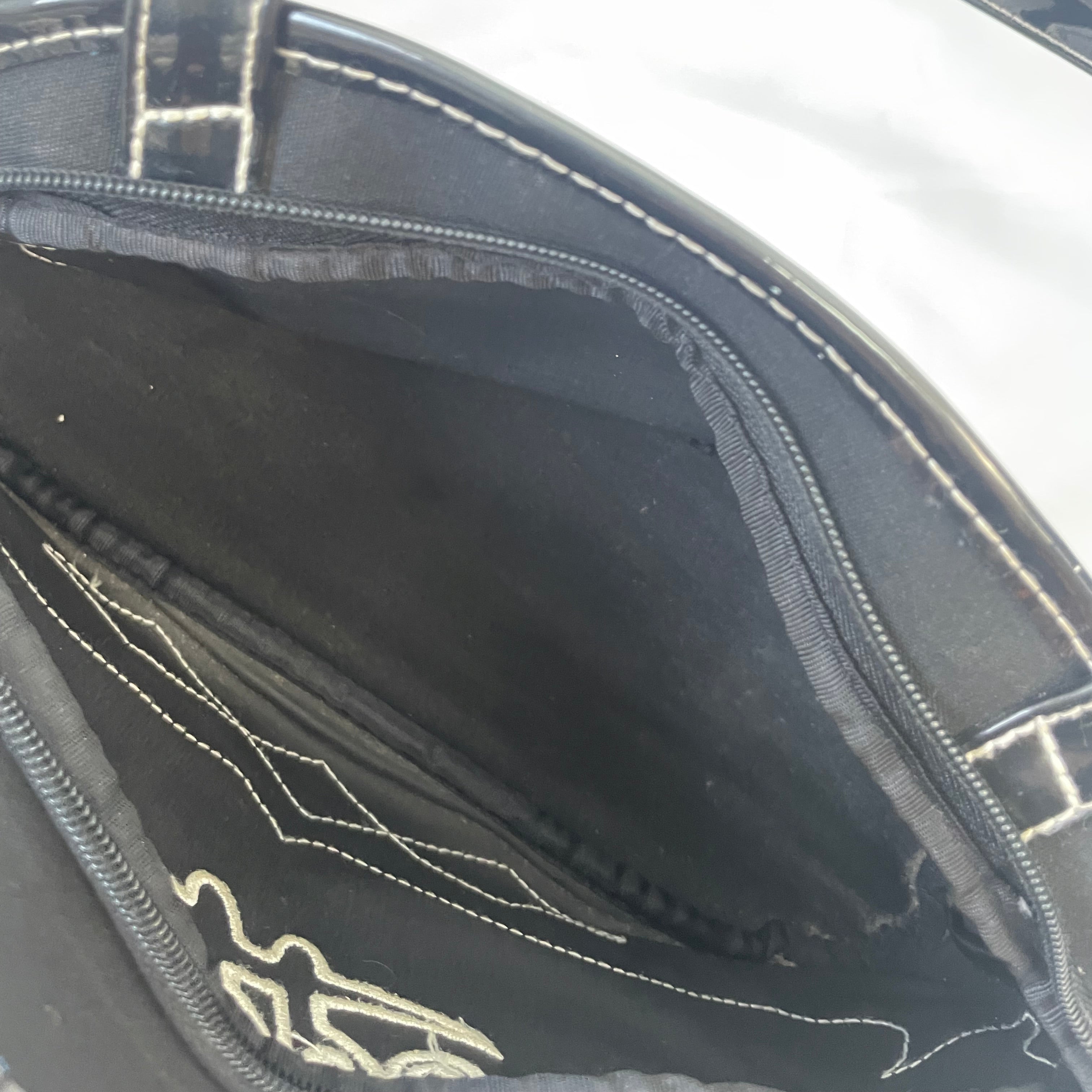 Y2K Zippo Black Patent Trim Shoulder Bag