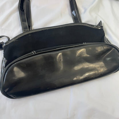 Y2K Zippo Black Patent Trim Shoulder Bag