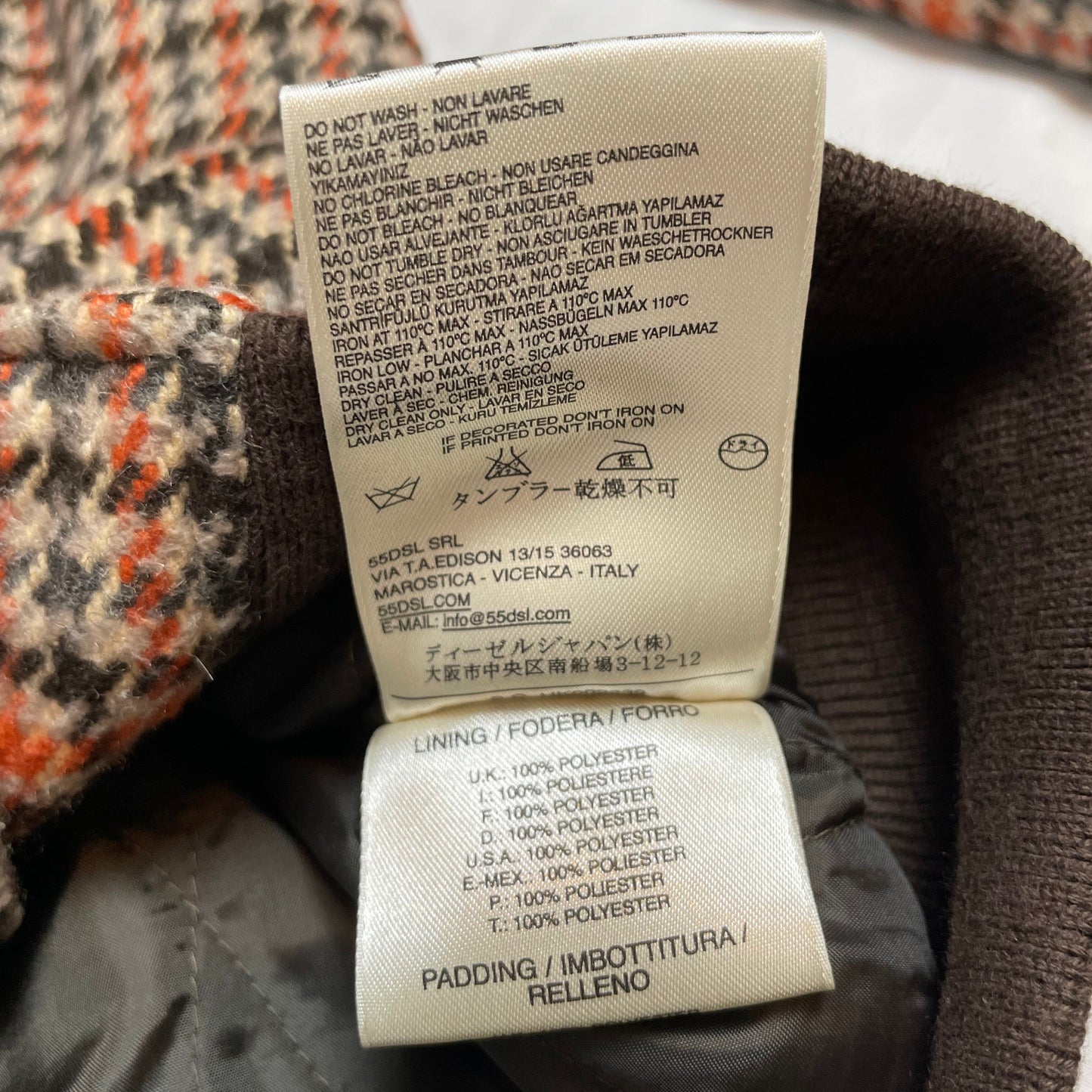 Y2K 55DSL by Diesel Houndstooth Wool Bomber Jacket | UK 8