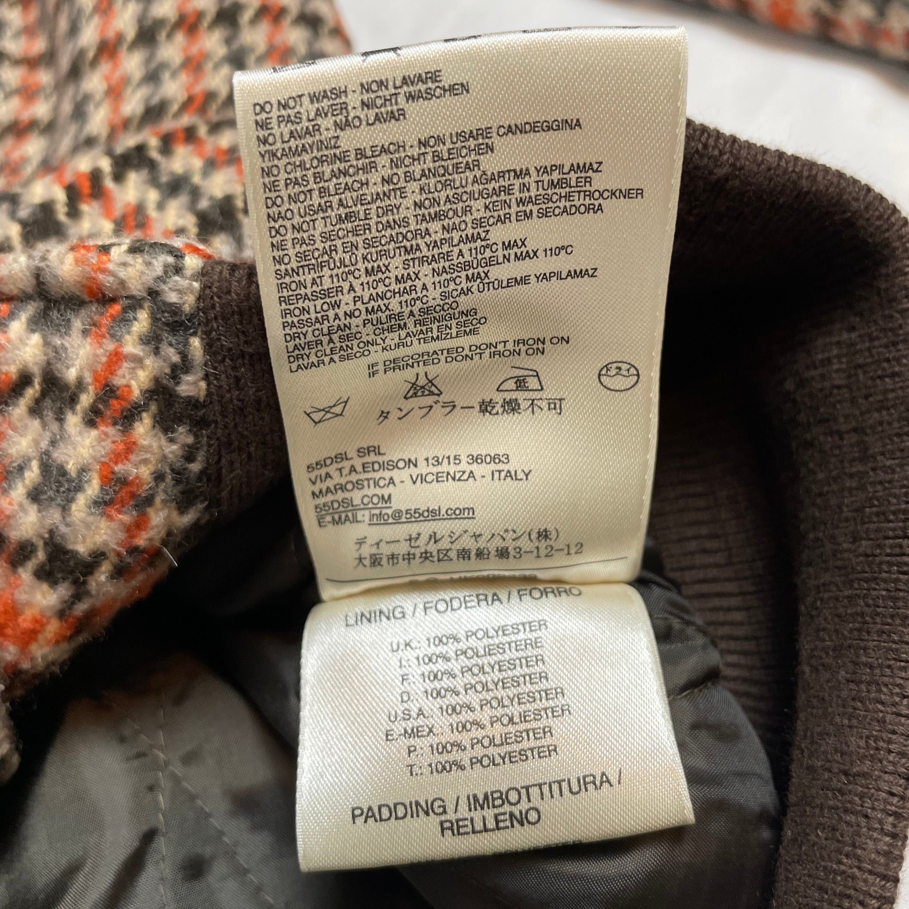 Y2K 55DSL by Diesel Houndstooth Wool Bomber Jacket | UK 8
