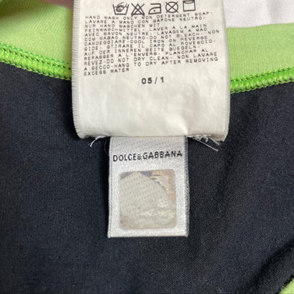 Y2K D&G by Dolce & Gabbana Black & Lime Trim Logo Tee | UK 6–8