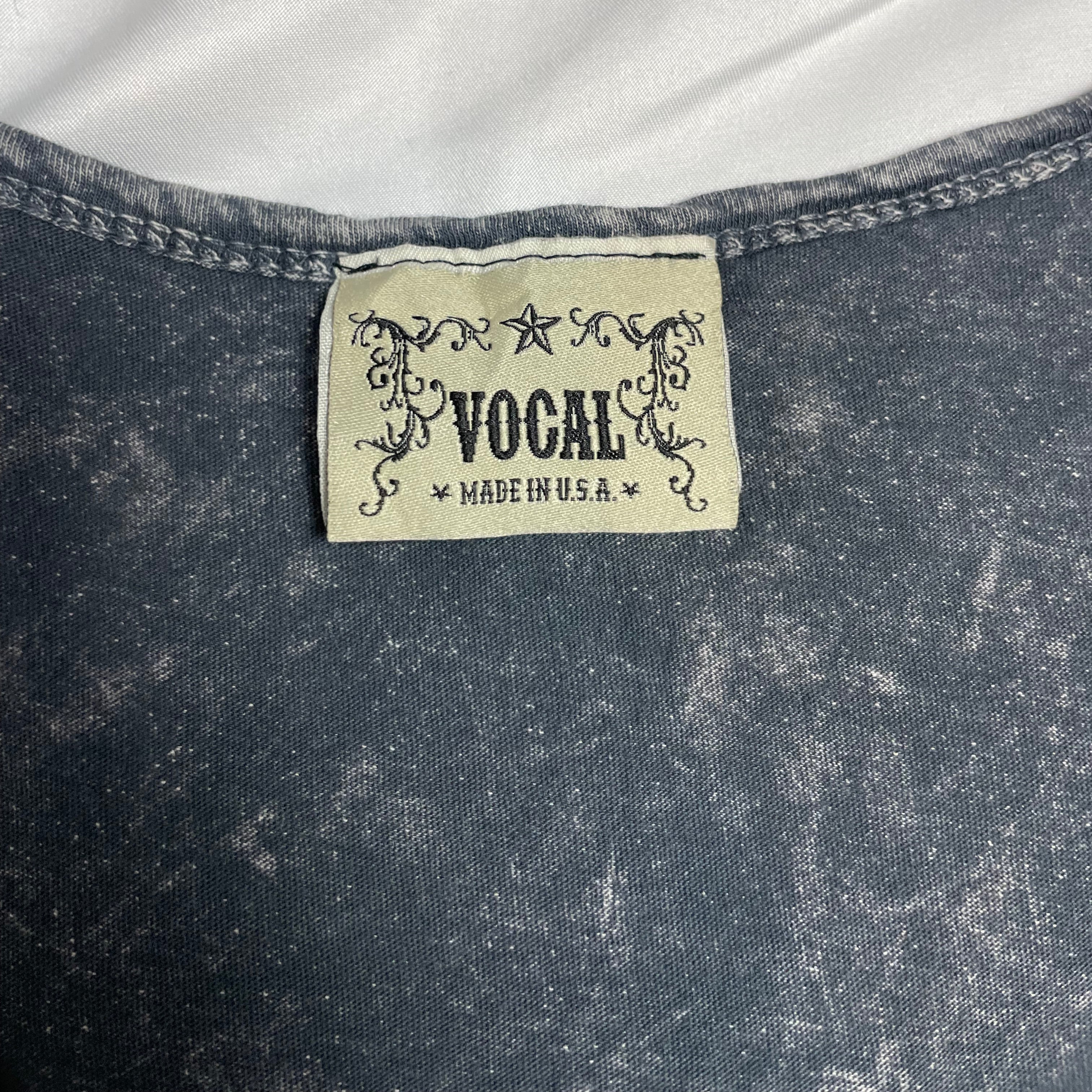 Y2K Vocal USA Rhinestone Fleur-de-Lis Acid Wash Tank | UK 8–10