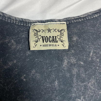 Y2K Vocal USA Rhinestone Fleur-de-Lis Acid Wash Tank | UK 8–10