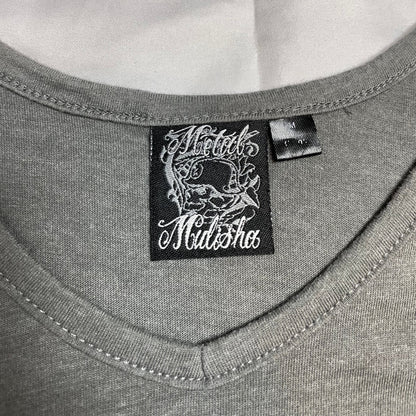 Y2K Metal Mulisha Skull & Rose Batwing Graphic Tee | UK 10-12