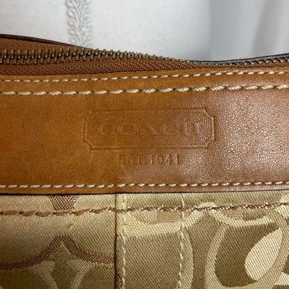 Y2K Coach Signature Jacquard Tan Shoulder Bag (E0973–F10379)