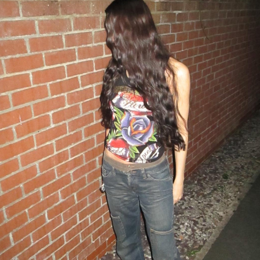 Authentic Christian Audigier Rhinestone Tank | Best Fit UK 6-8