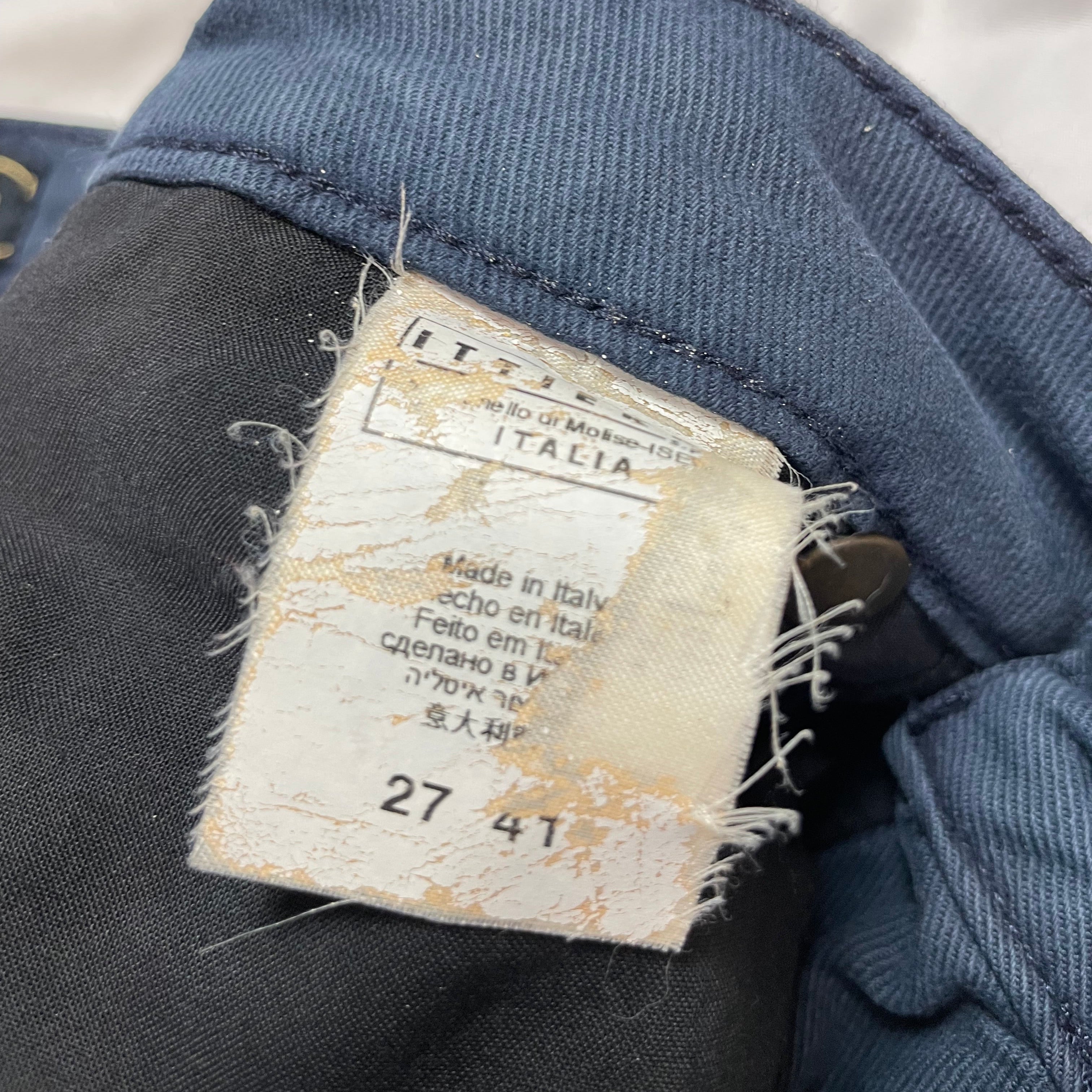 Just Cavalli Navy Rhinestone Logo Trousers (Made in Italy) | W30