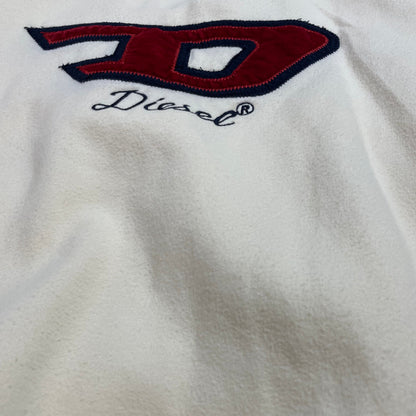 Vintage Diesel Cream Half-Zip Fleece with Red Logo | Men's XL
