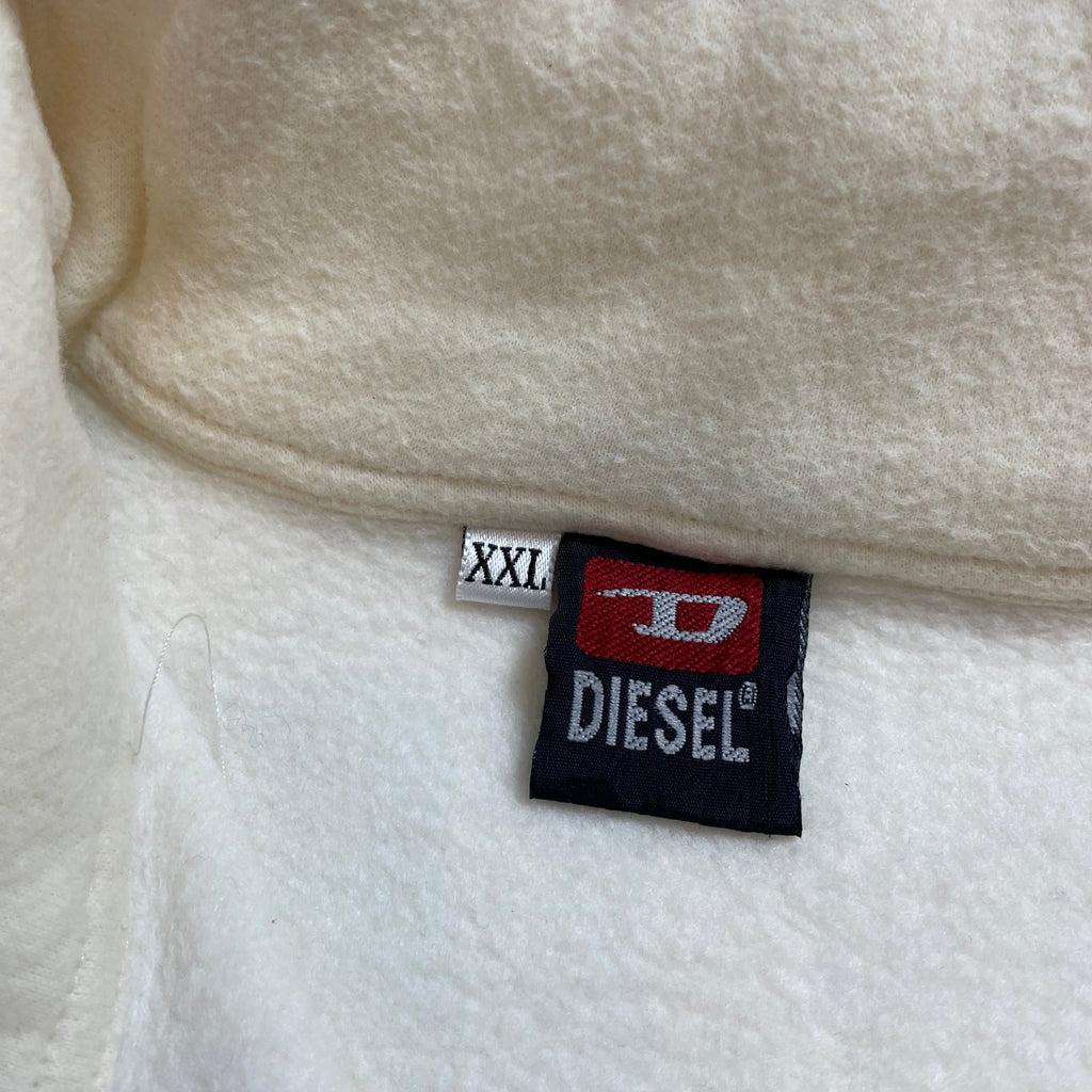 Vintage Diesel Cream Half-Zip Fleece with Red Logo | Men's XL
