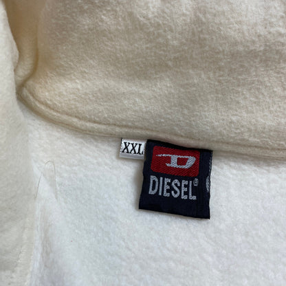 Vintage Diesel Cream Half-Zip Fleece with Red Logo | Men's XL