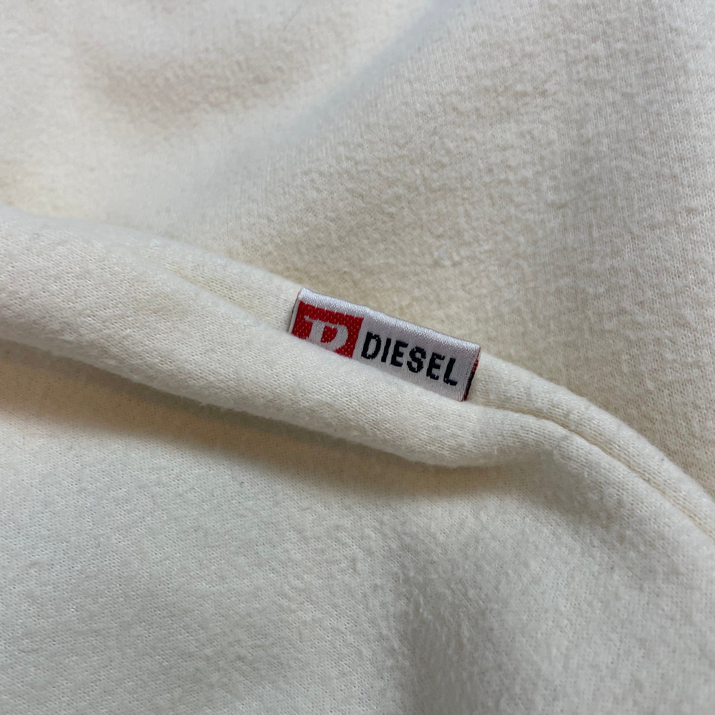 Vintage Diesel Cream Half-Zip Fleece with Red Logo | Men's XL