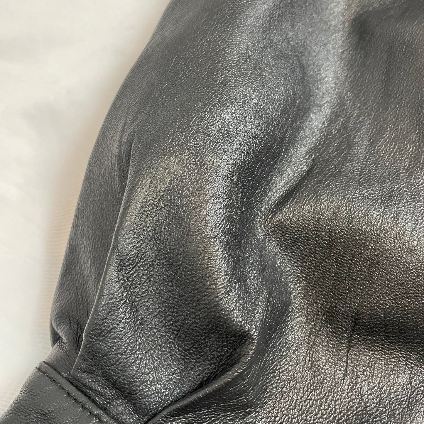 Vintage A&G Black Leather Bomber Jacket | Size L