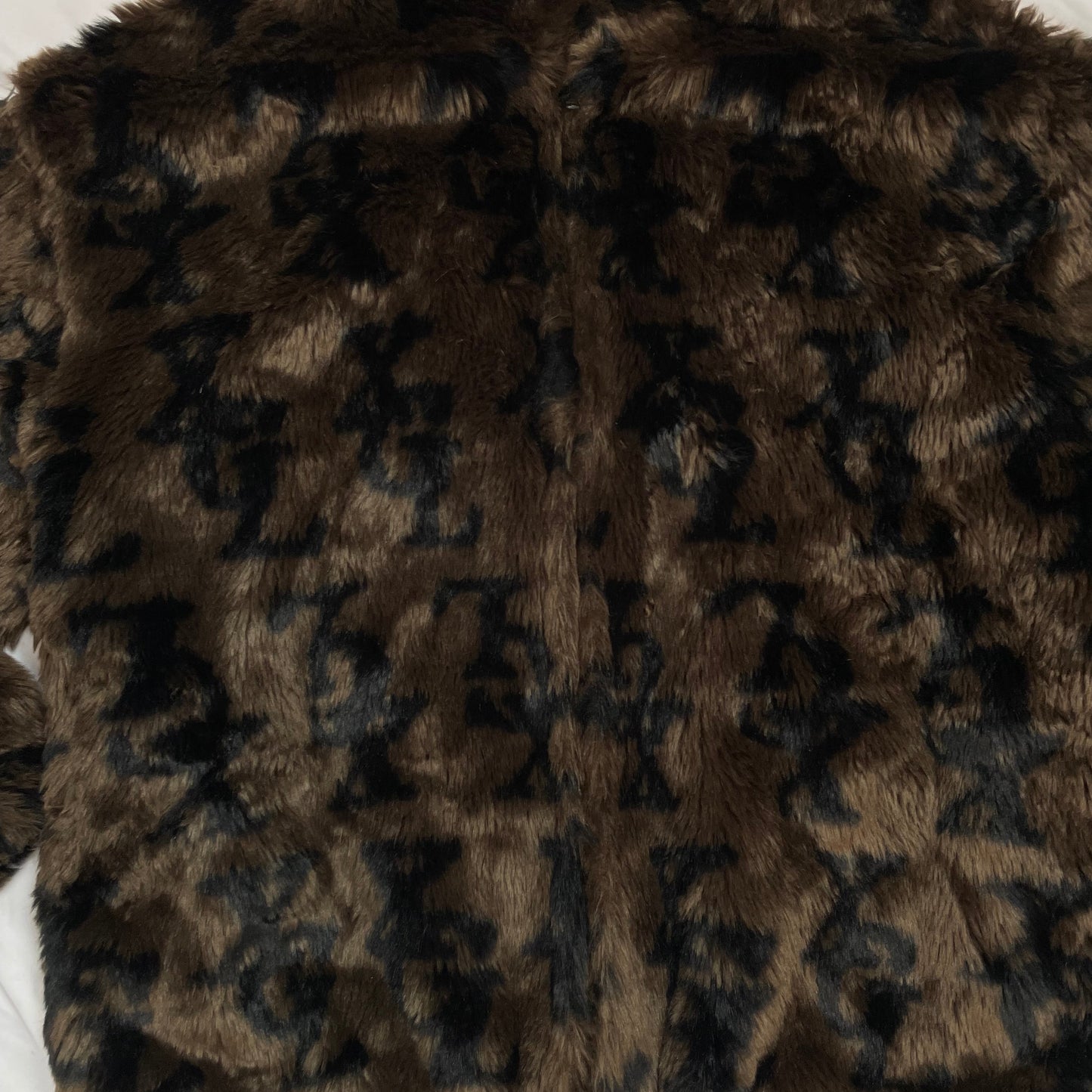 Rare X-girl Japan Faux Fur Monogram Logo Jacket | NYC × Tokyo Streetwear | Best Fit UK 10