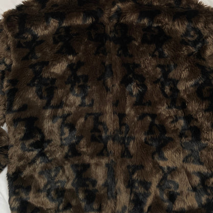 Rare X-girl Japan Faux Fur Monogram Logo Jacket | NYC × Tokyo Streetwear | Best Fit UK 10