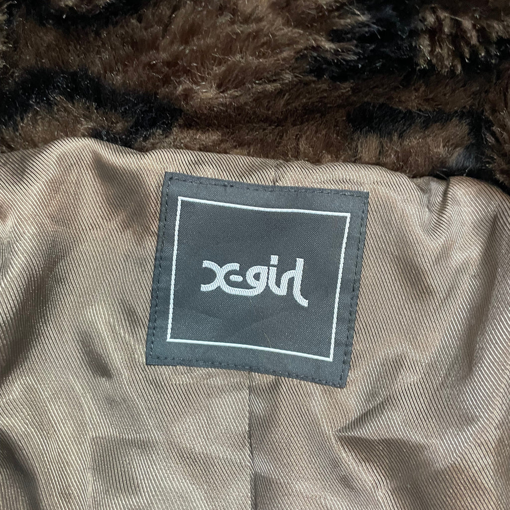 Rare X-girl Japan Faux Fur Monogram Logo Jacket | NYC × Tokyo Streetwear | Best Fit UK 10