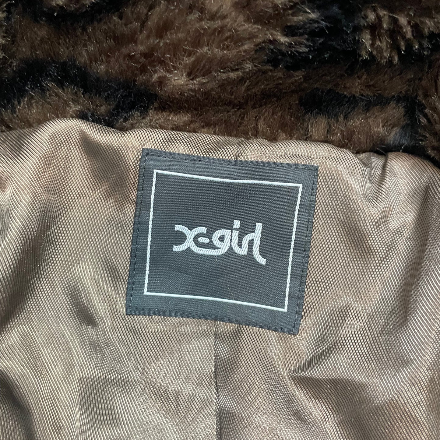 Rare X-girl Japan Faux Fur Monogram Logo Jacket | NYC × Tokyo Streetwear | Best Fit UK 10