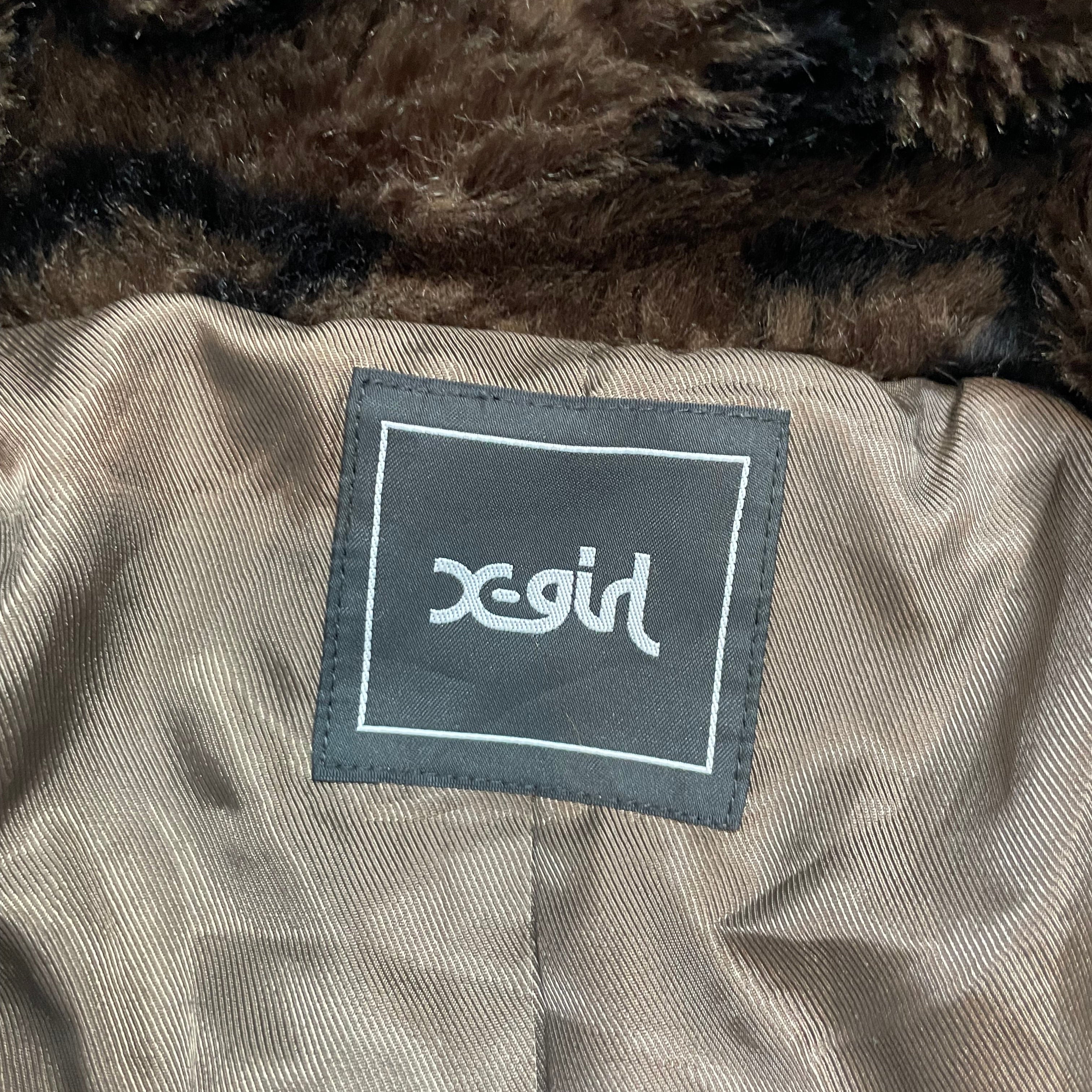 Rare X-girl Japan Faux Fur Monogram Logo Jacket | NYC × Tokyo Streetwear | Best Fit UK 10