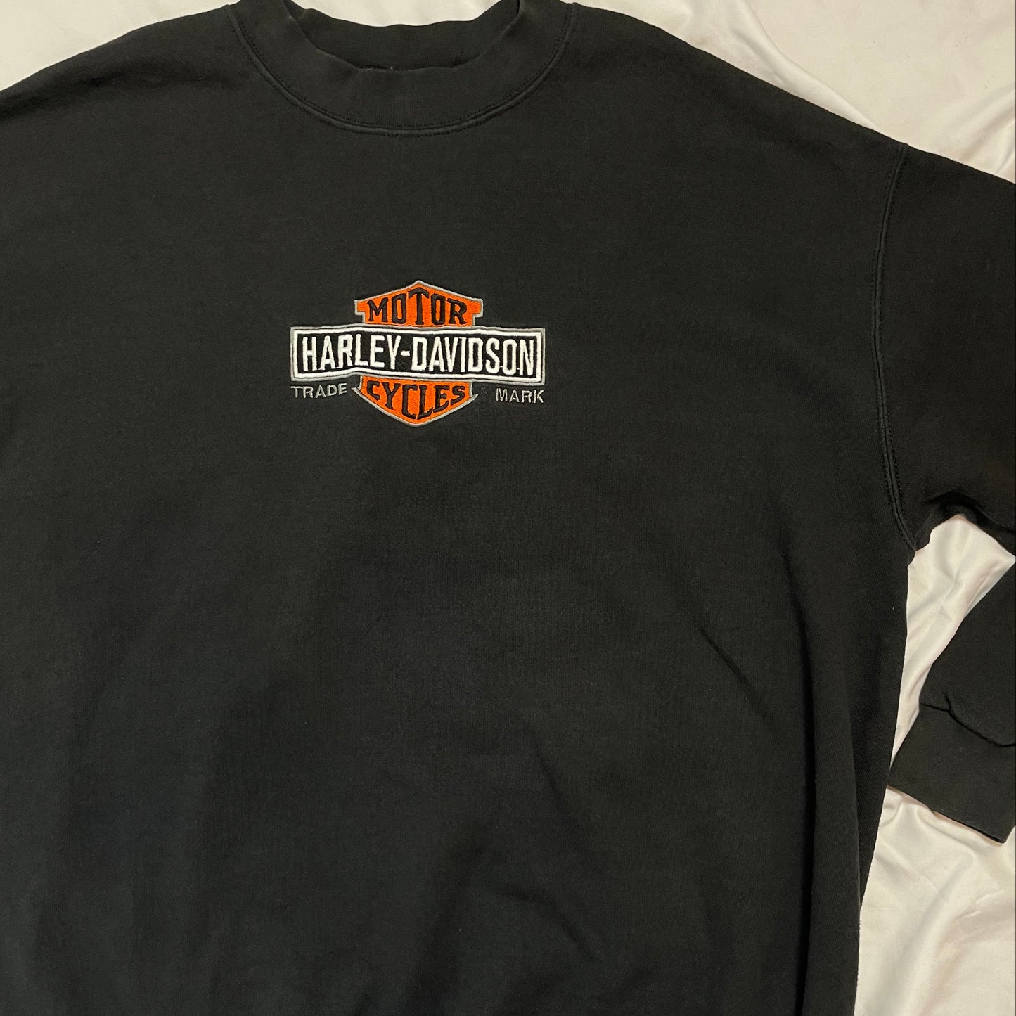 Vintage Harley-Davidson Black Embroidered Logo Sweatshirt | Men's XL