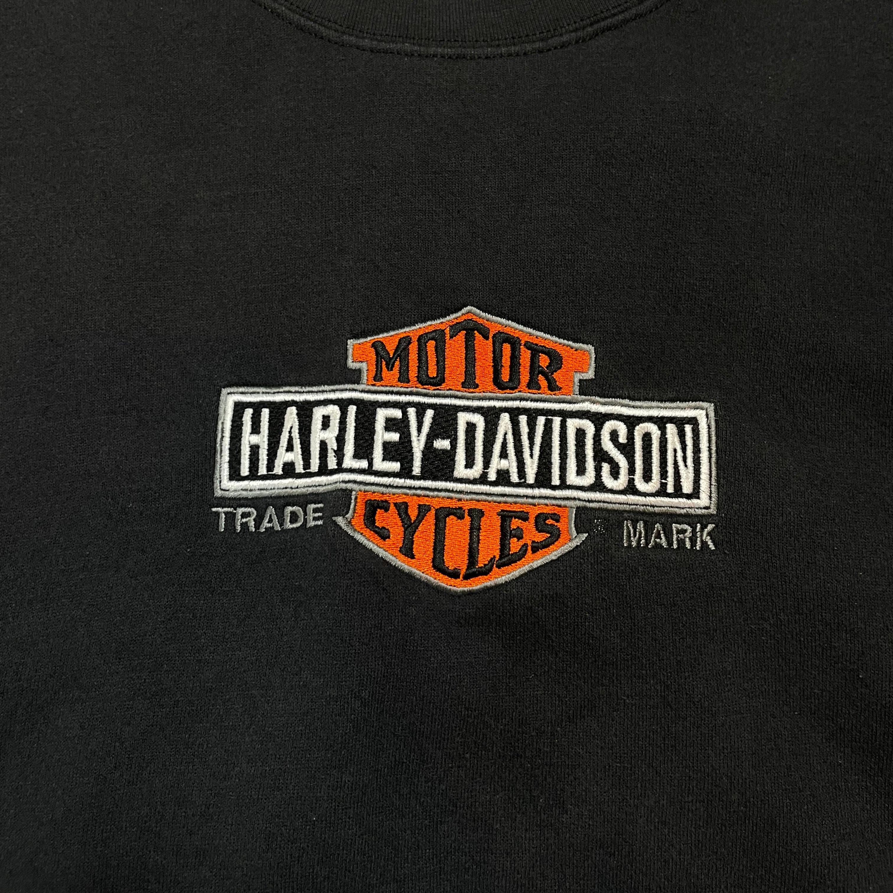 Vintage Harley-Davidson Black Embroidered Logo Sweatshirt | Men's XL
