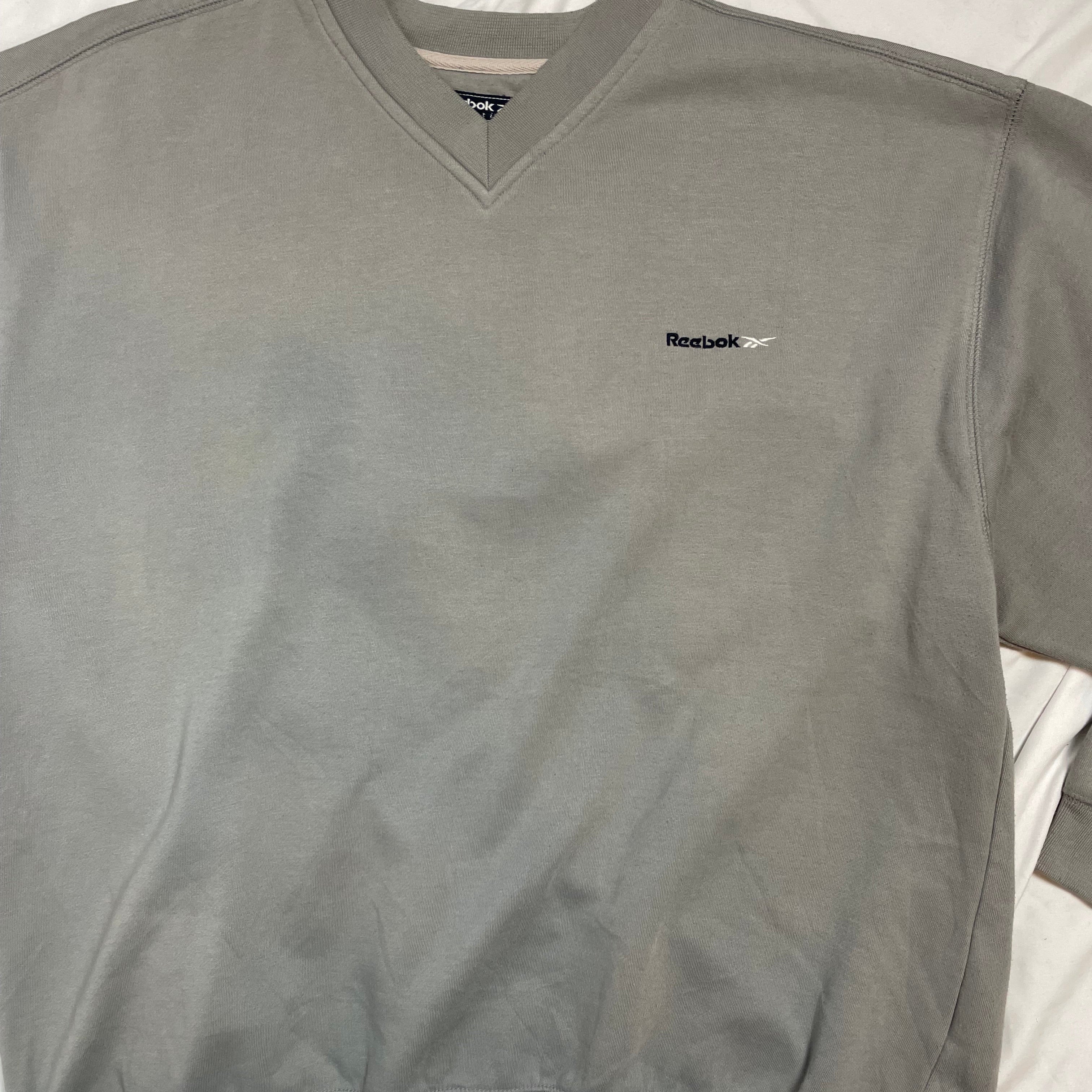 Reebok Essentials Grey V-Neck Sweatshirt | Men’s L