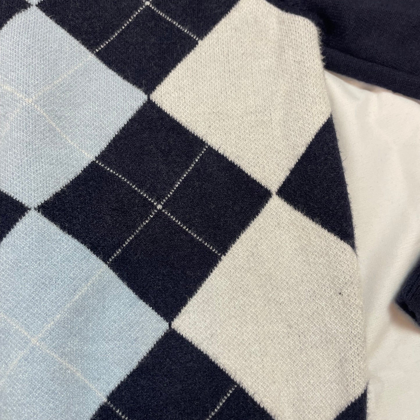 Romwe Navy Blue Argyle Cropped Cardigan | Best Fit UK 8