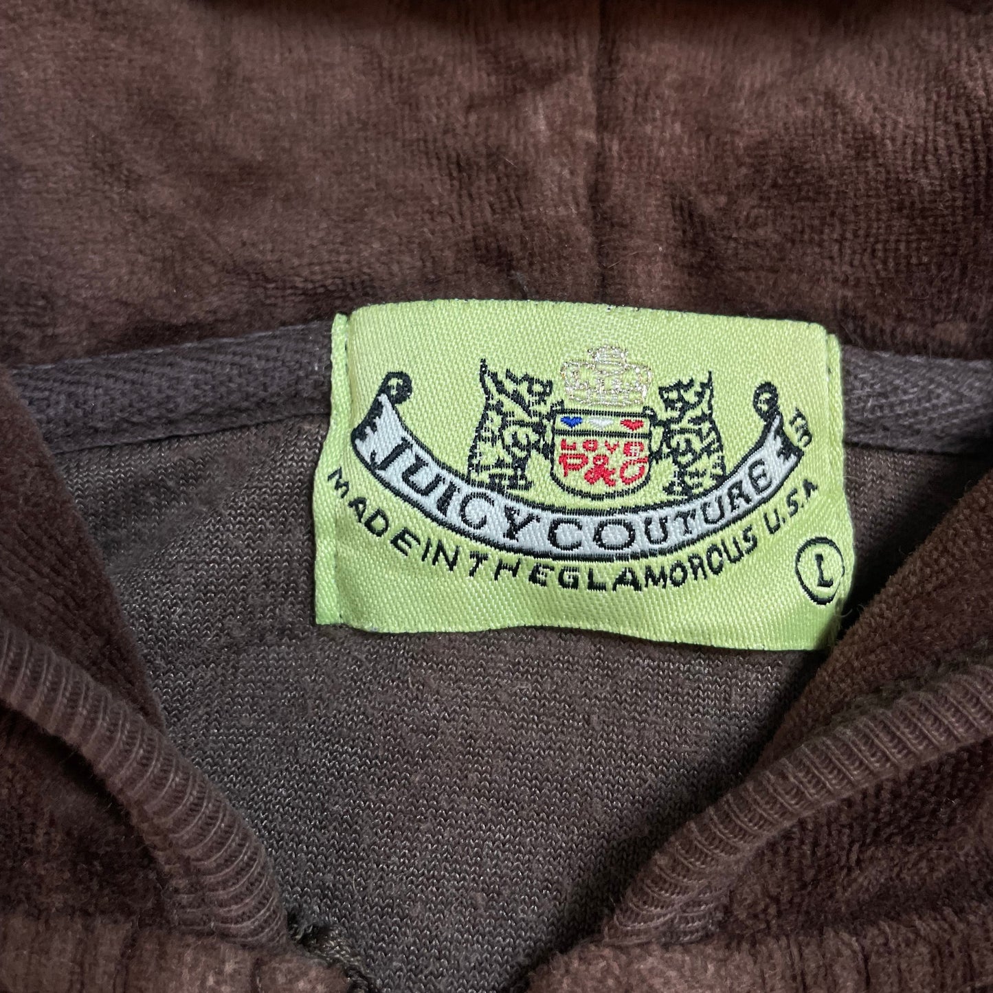 Authentic Y2K Juicy Couture USA Brown Velour Rhinestone Hoodie | Best Fit UK 10-12