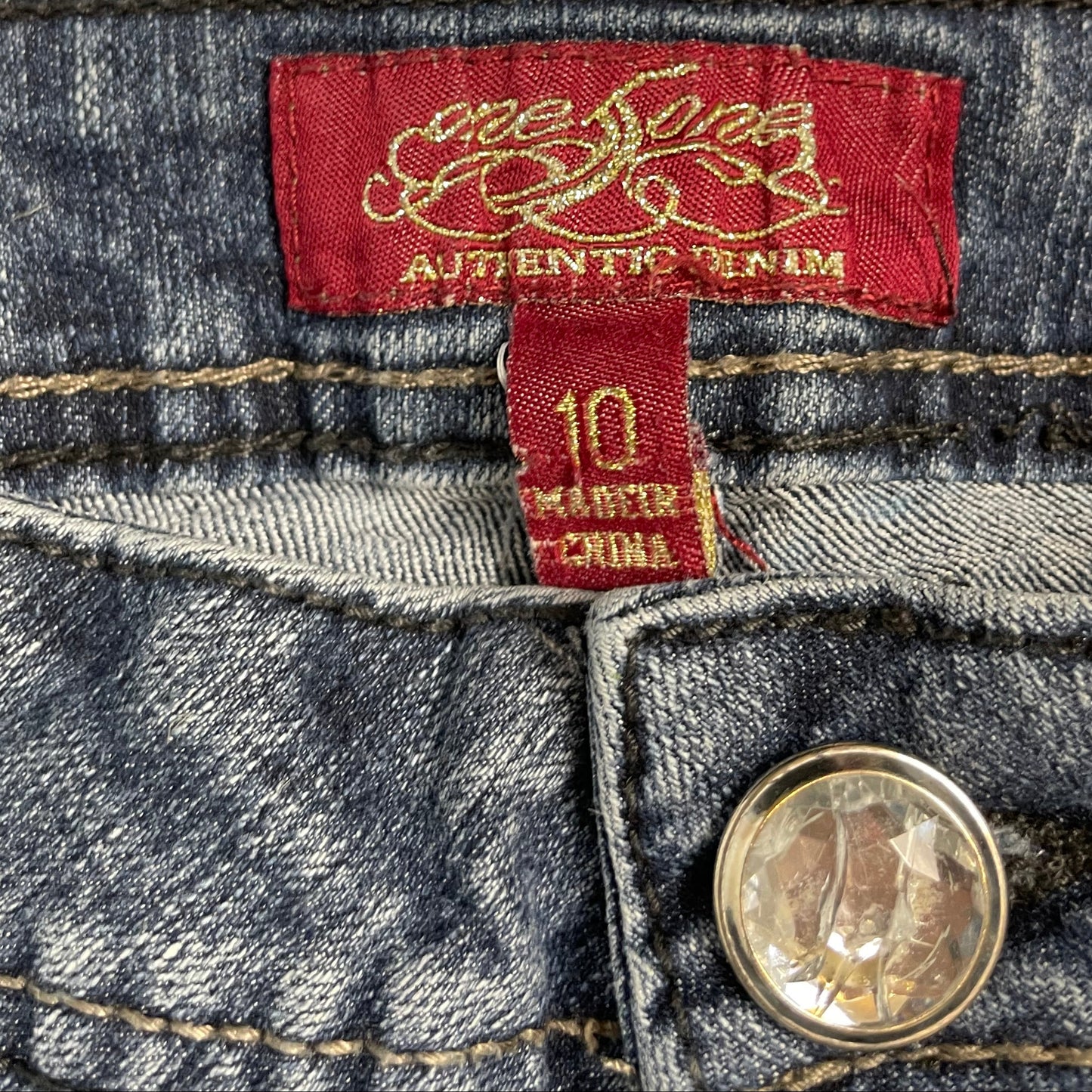 Vintage Y2K One Jane Bootcut Jeans with Embroidered Cross Pockets | size UK 10