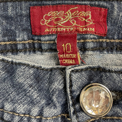 Vintage Y2K One Jane Bootcut Jeans with Embroidered Cross Pockets | size UK 10