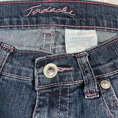 Vintage Y2K Jordache Bootcut Jeans with Pink Stitch & Gem Buttons | Best Fit UK 6