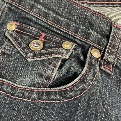 Vintage Y2K Jordache Bootcut Jeans with Pink Stitch & Gem Buttons | Best Fit UK 6