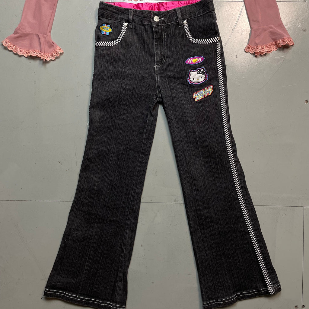 2000s Sanrio Hello Kitty Racing Jeans – Best Fit UK 4-6