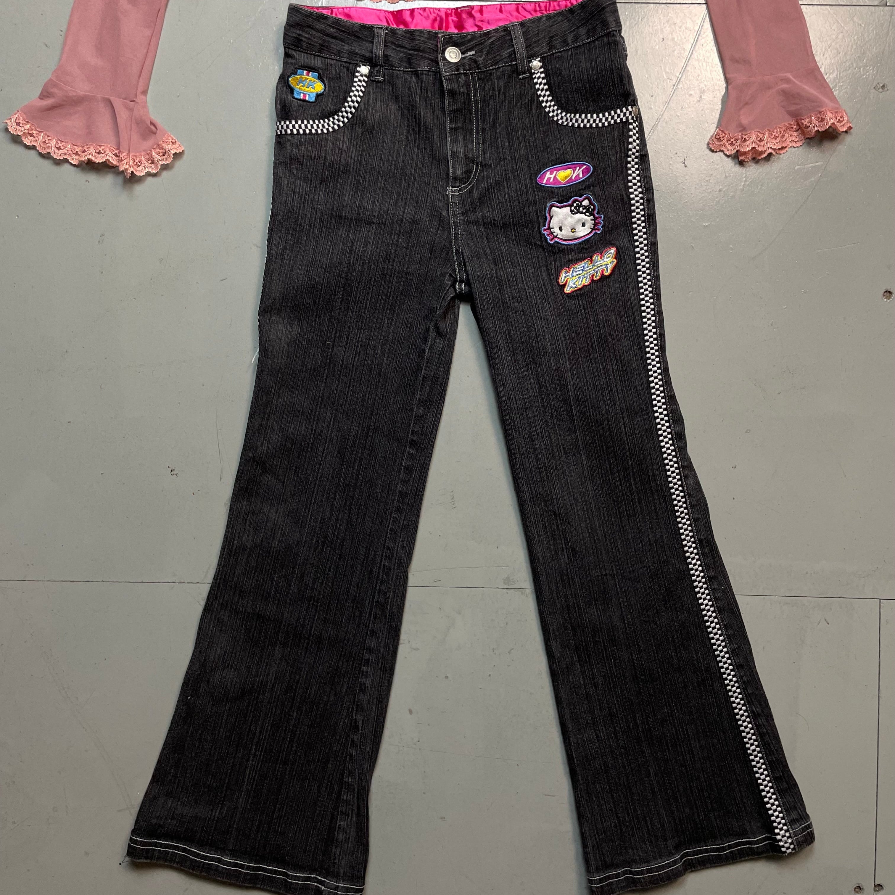 2000s Sanrio Hello Kitty Racing Jeans – Best Fit UK 4-6