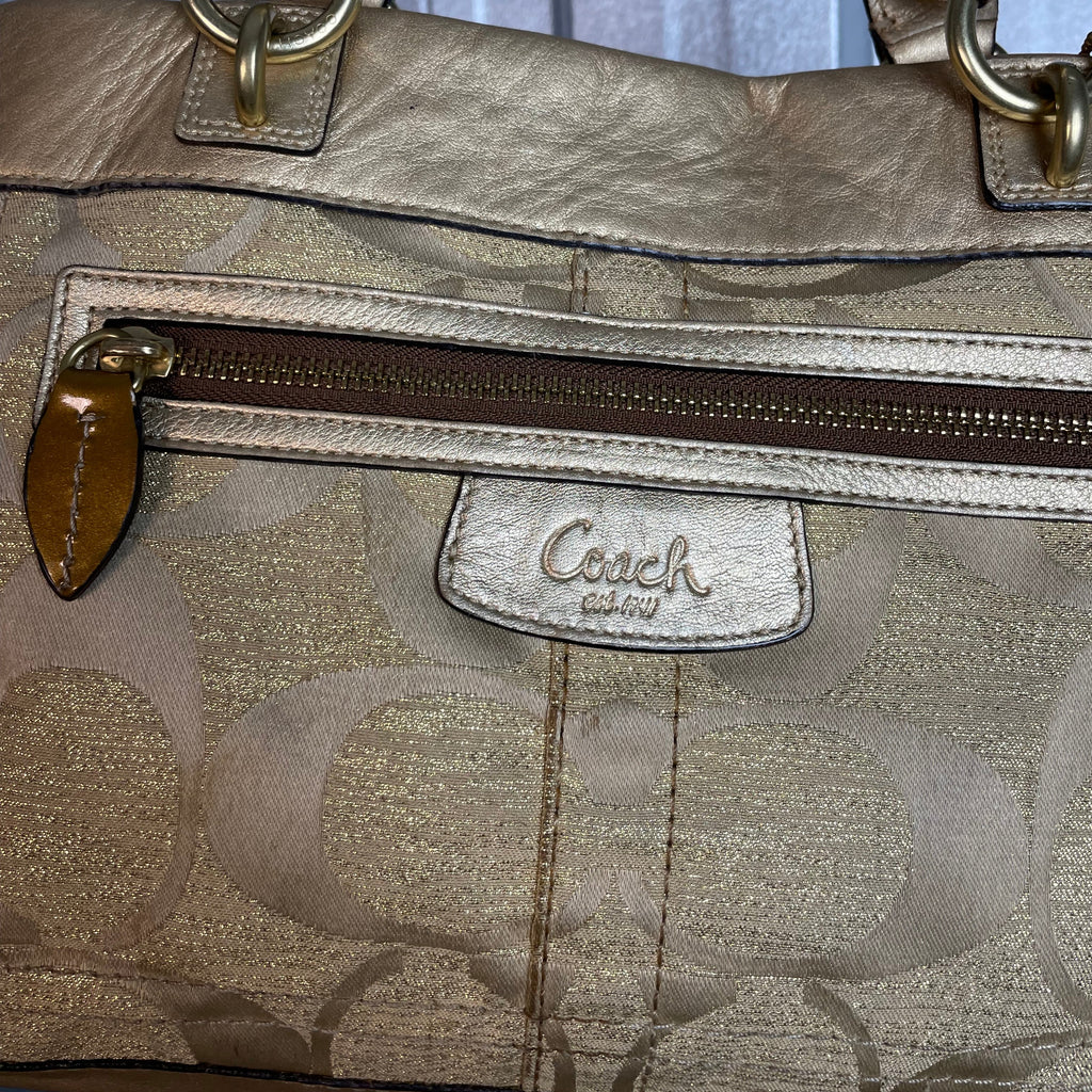 Authentic Coach Signature Metallic Gold Satchel – 2009 Edition