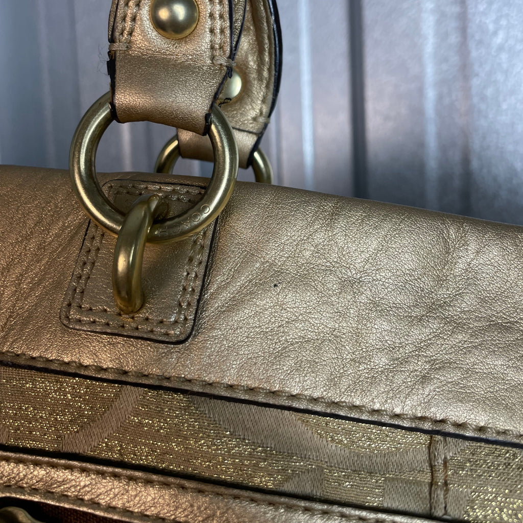 Authentic Coach Signature Metallic Gold Satchel – 2009 Edition