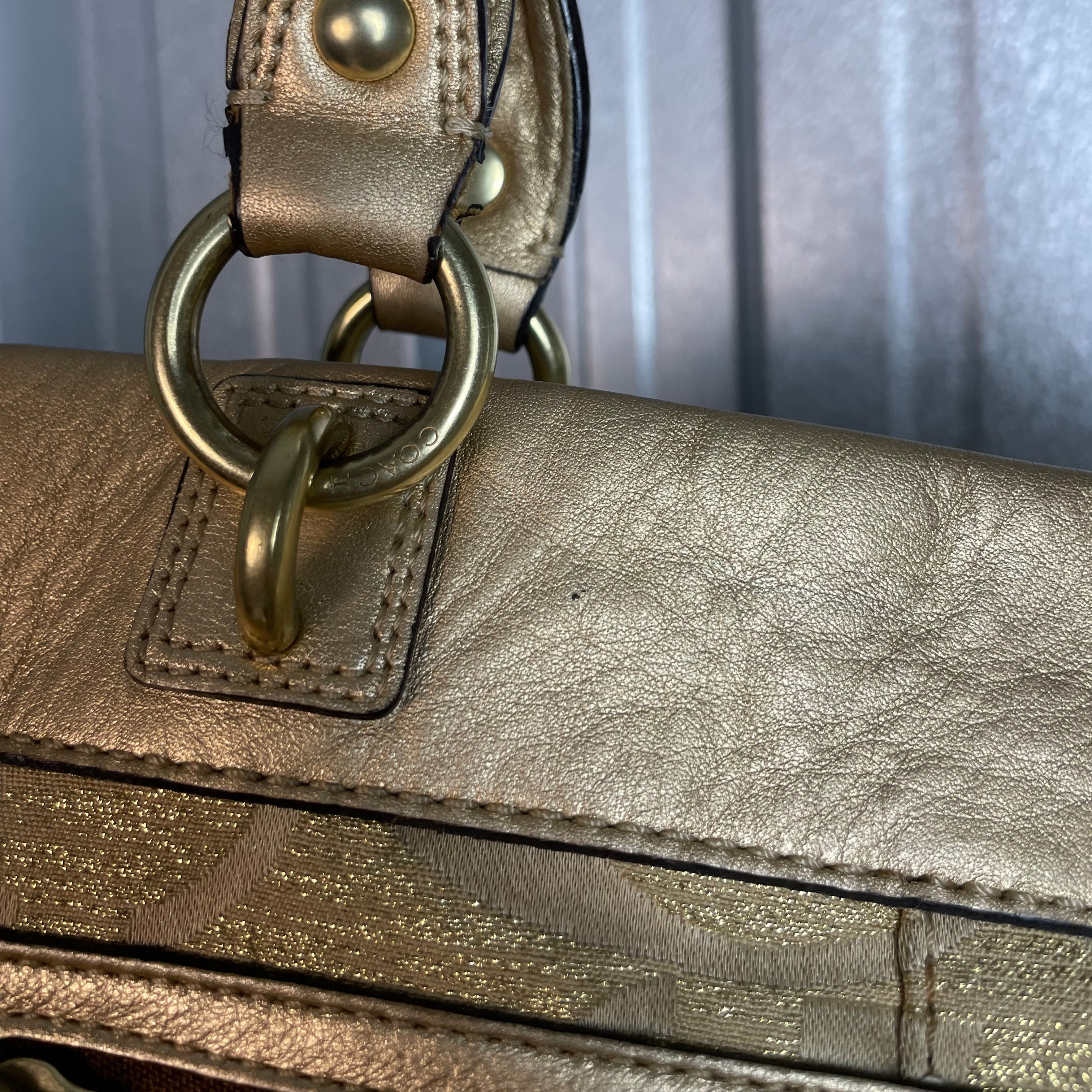 Authentic Coach Signature Metallic Gold Satchel – 2009 Edition