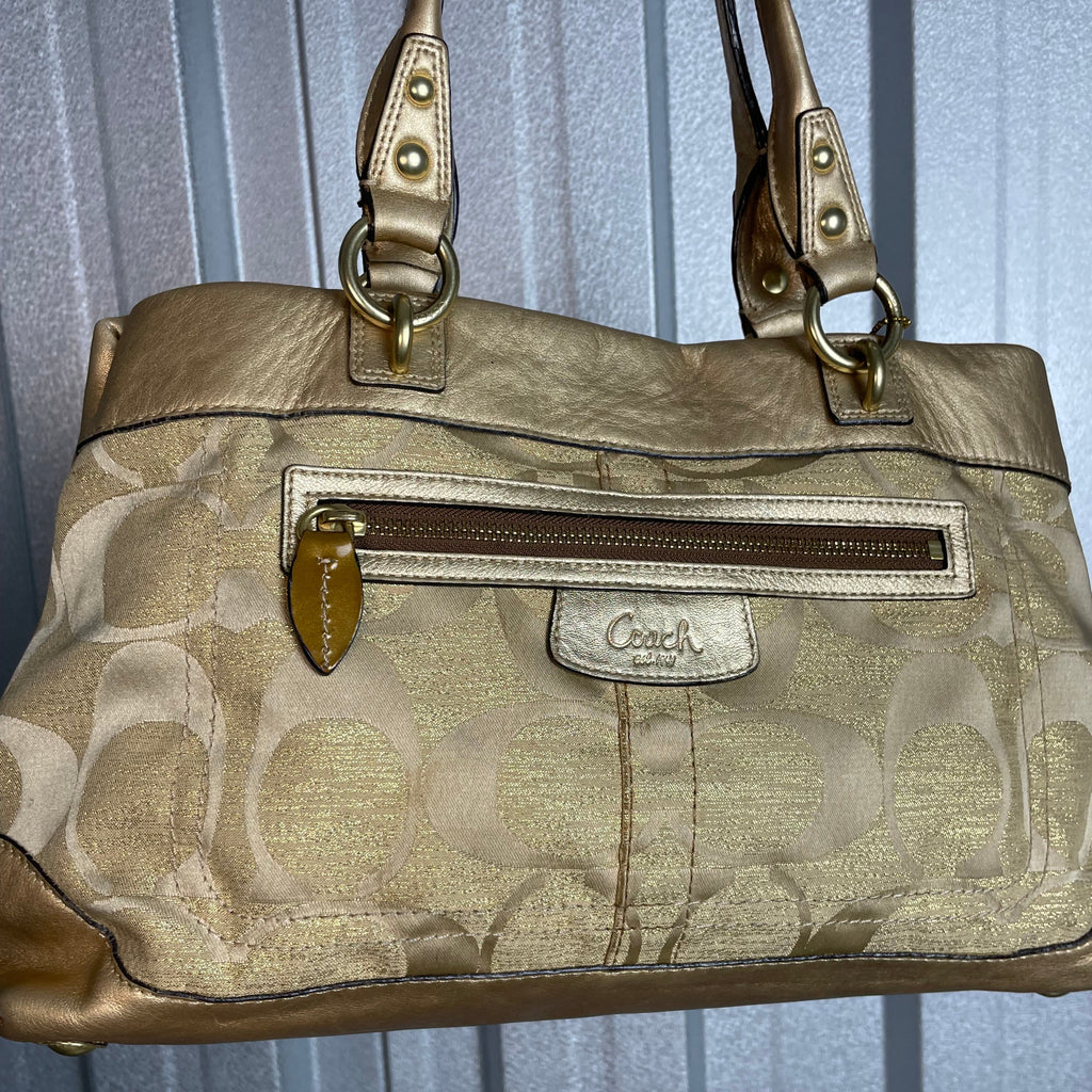 Authentic Coach Signature Metallic Gold Satchel – 2009 Edition