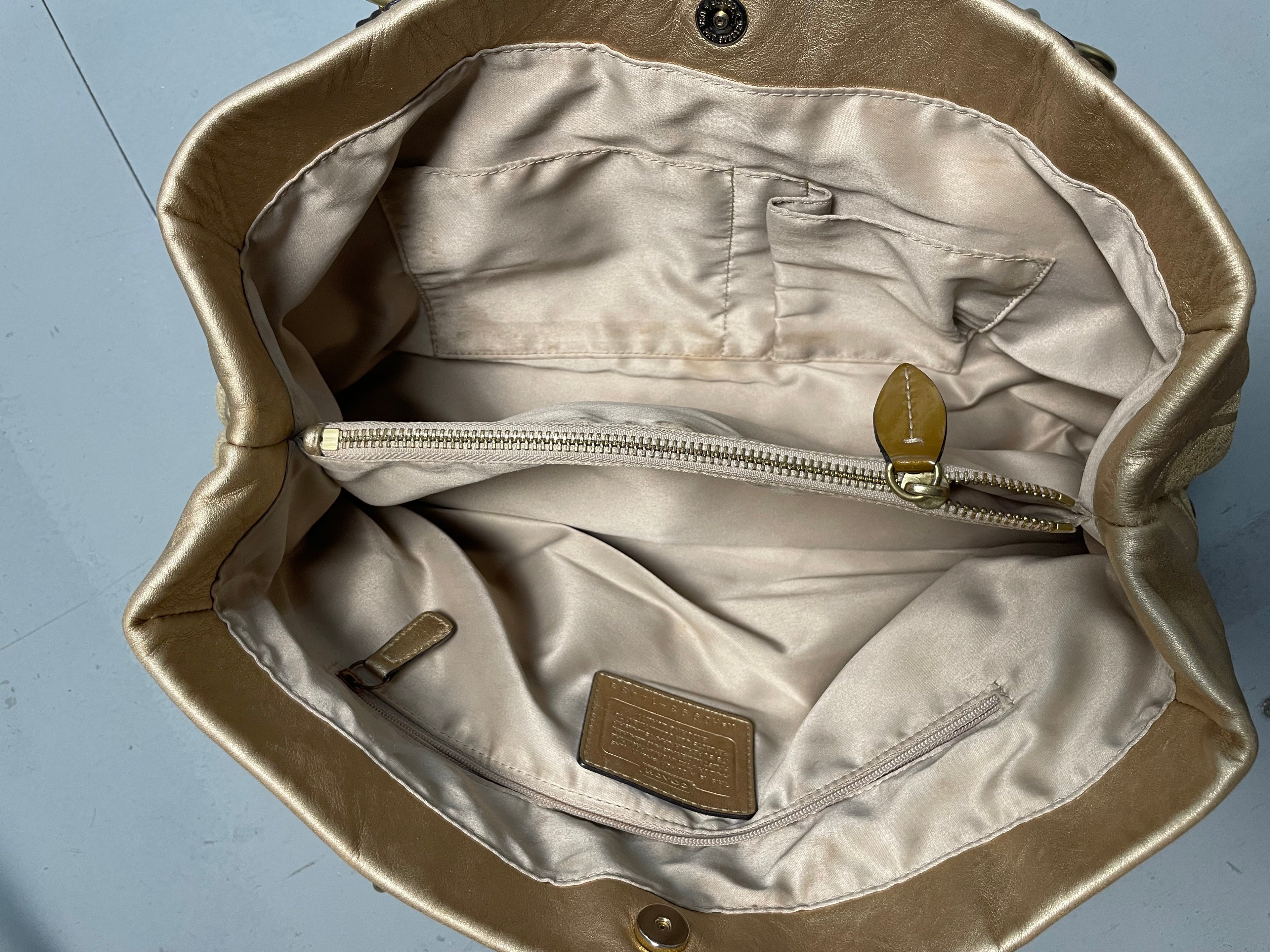 Authentic Coach Signature Metallic Gold Satchel – 2009 Edition