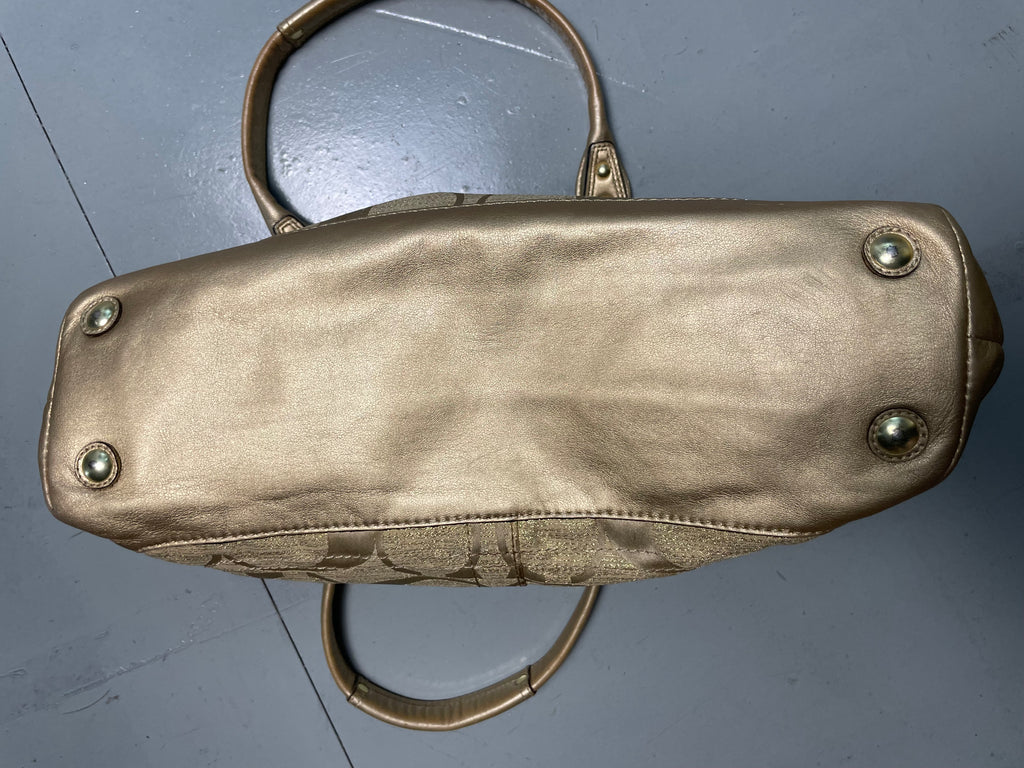 Authentic Coach Signature Metallic Gold Satchel – 2009 Edition