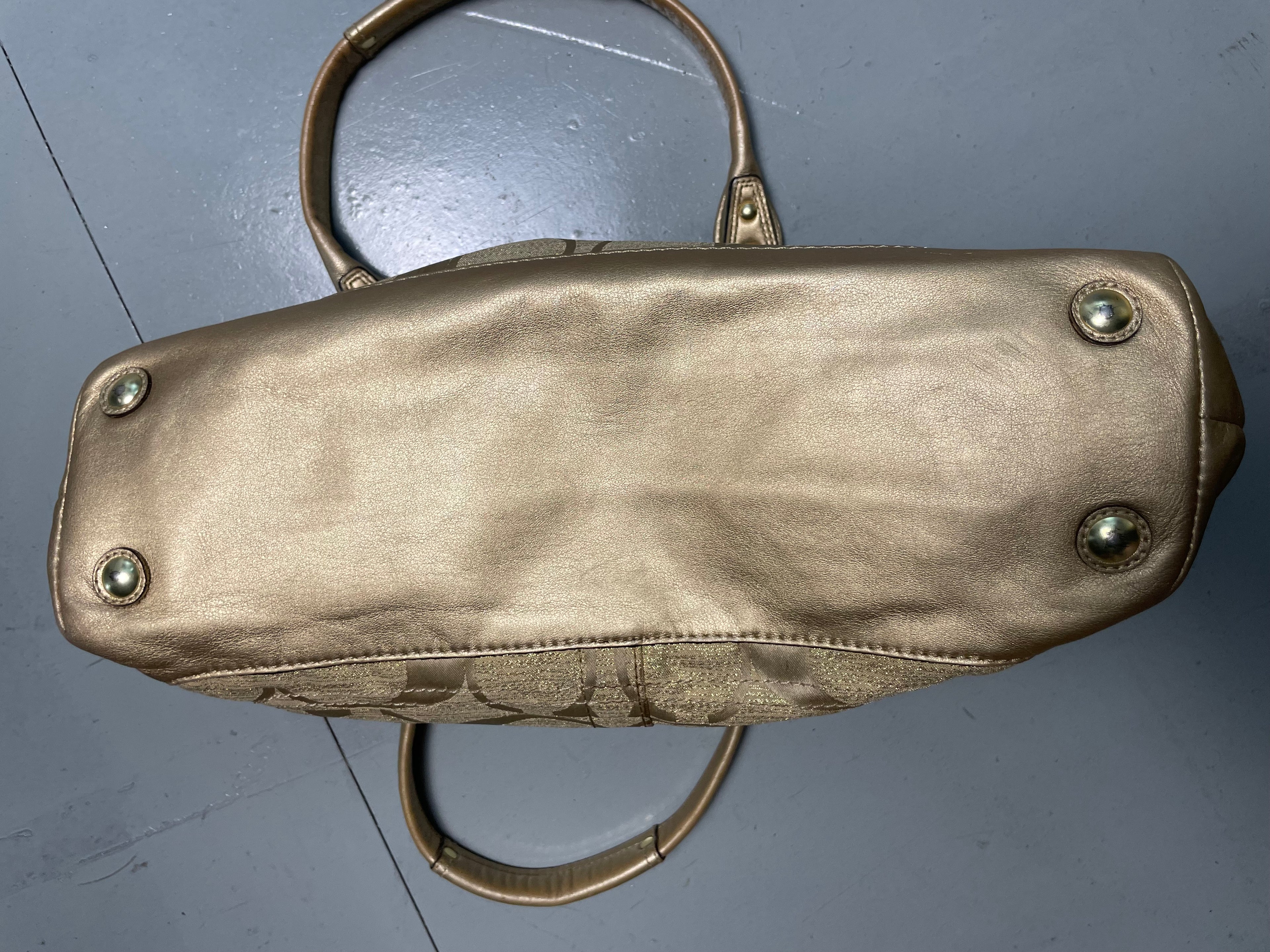 Authentic Coach Signature Metallic Gold Satchel – 2009 Edition