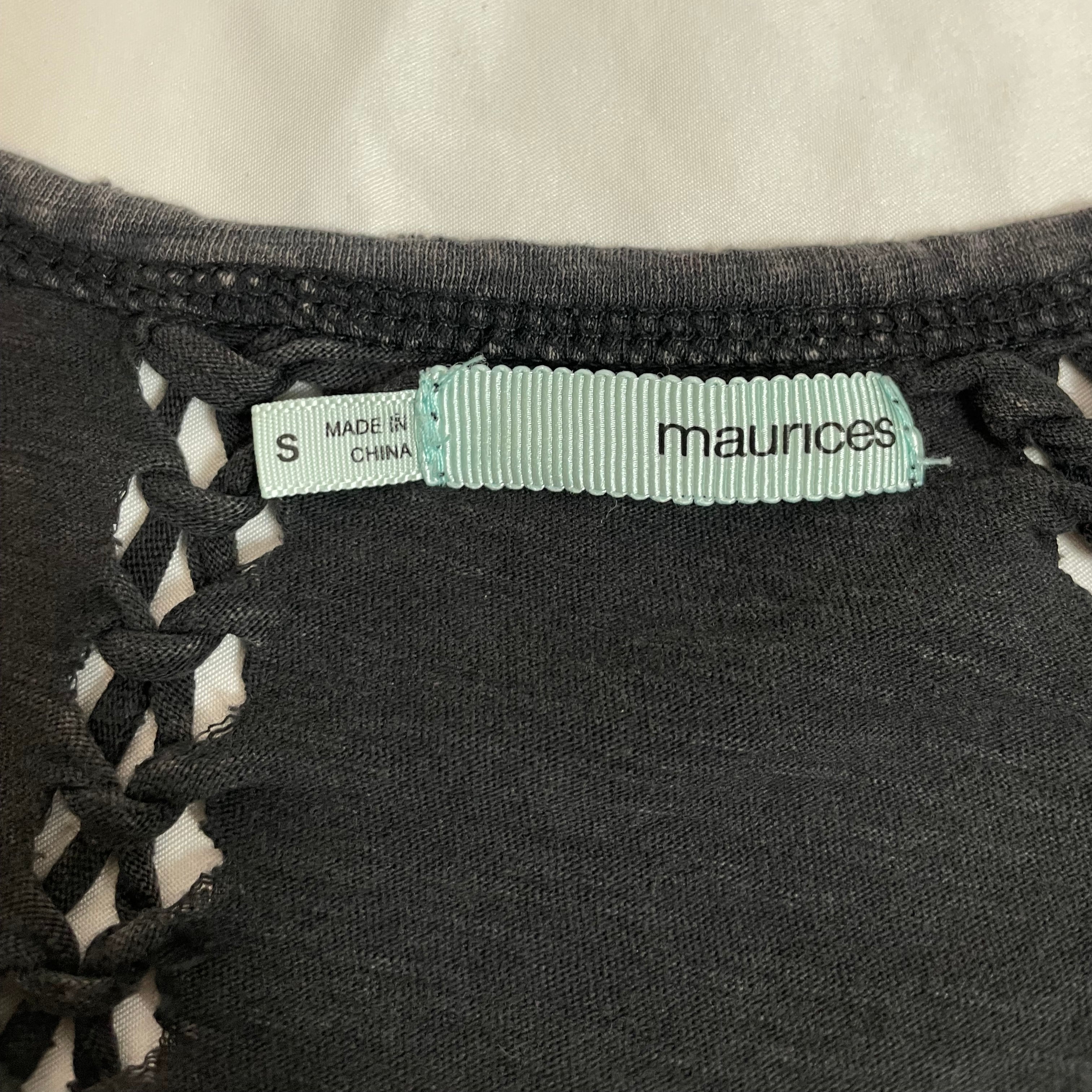 Vintage Maurices Rhinestone Graphic Tank | Dark Grey Distressed | Size S / UK 8