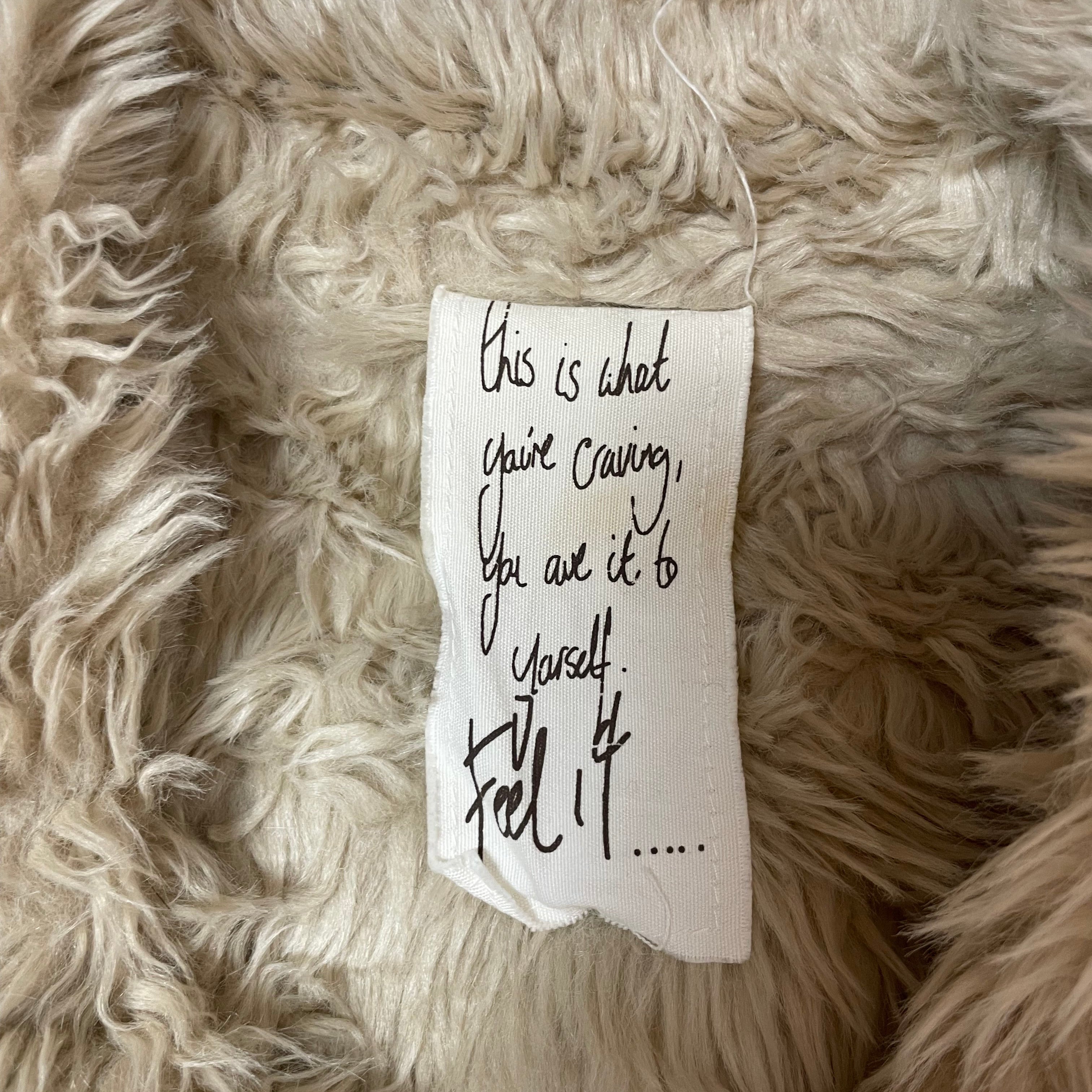 Vintage River Island Cream Short Afghan Coat | Best Fit Size S / UK 8