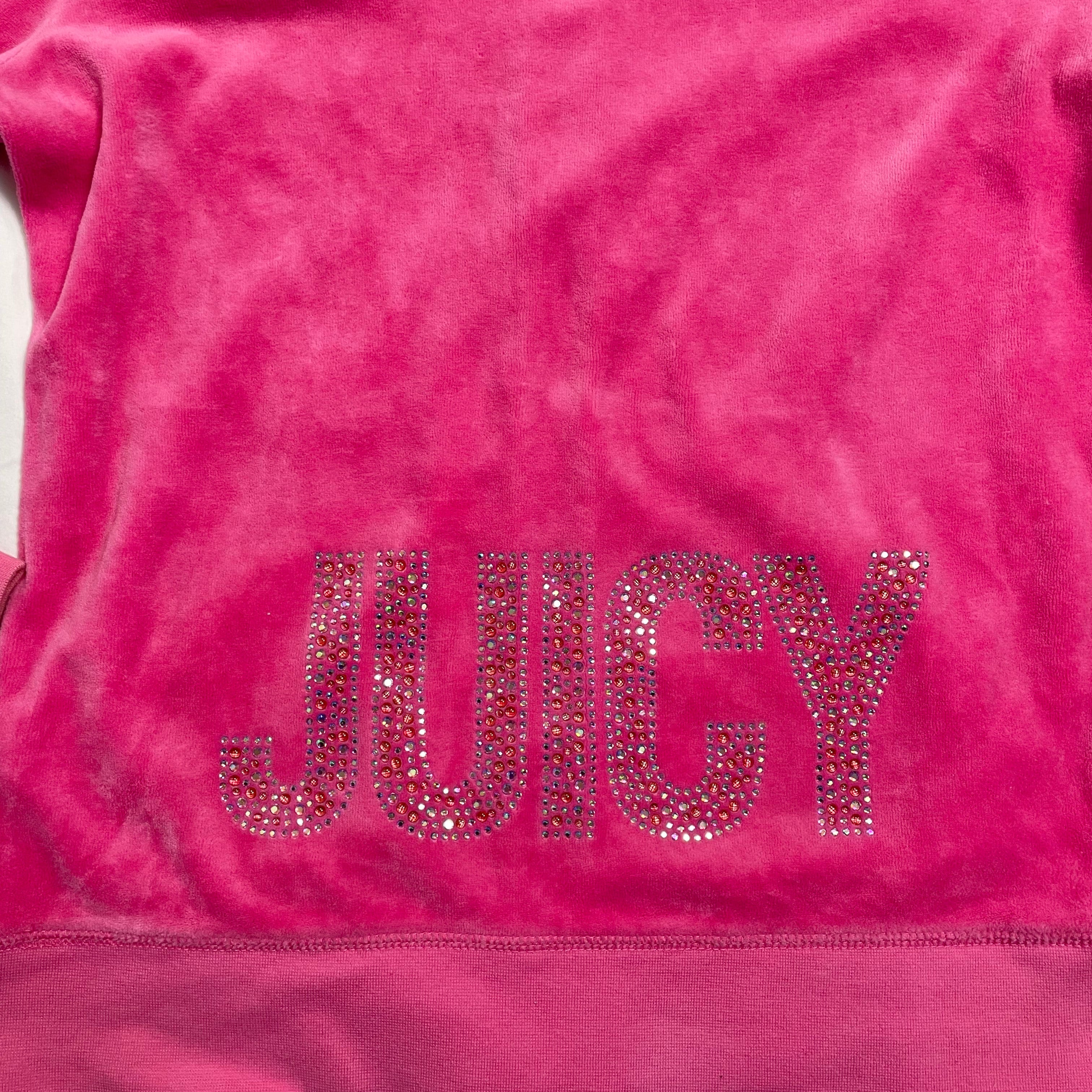 Y2K Juicy Couture Pink Velour Zip Hoodie | Best Fit Size UK 10