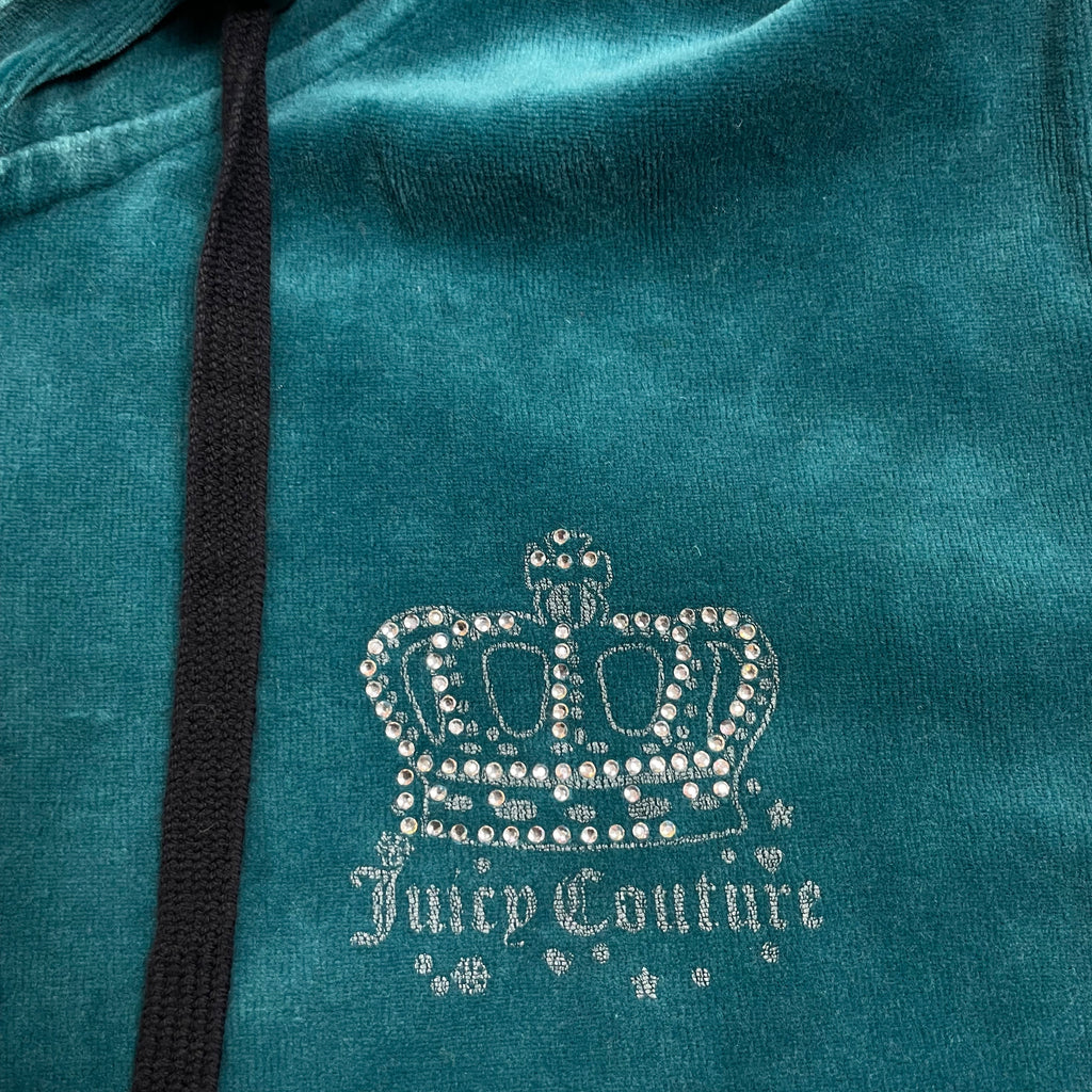 Y2K Juicy Couture Teal Velour Zip Hoodie | Best Fits UK 10-12