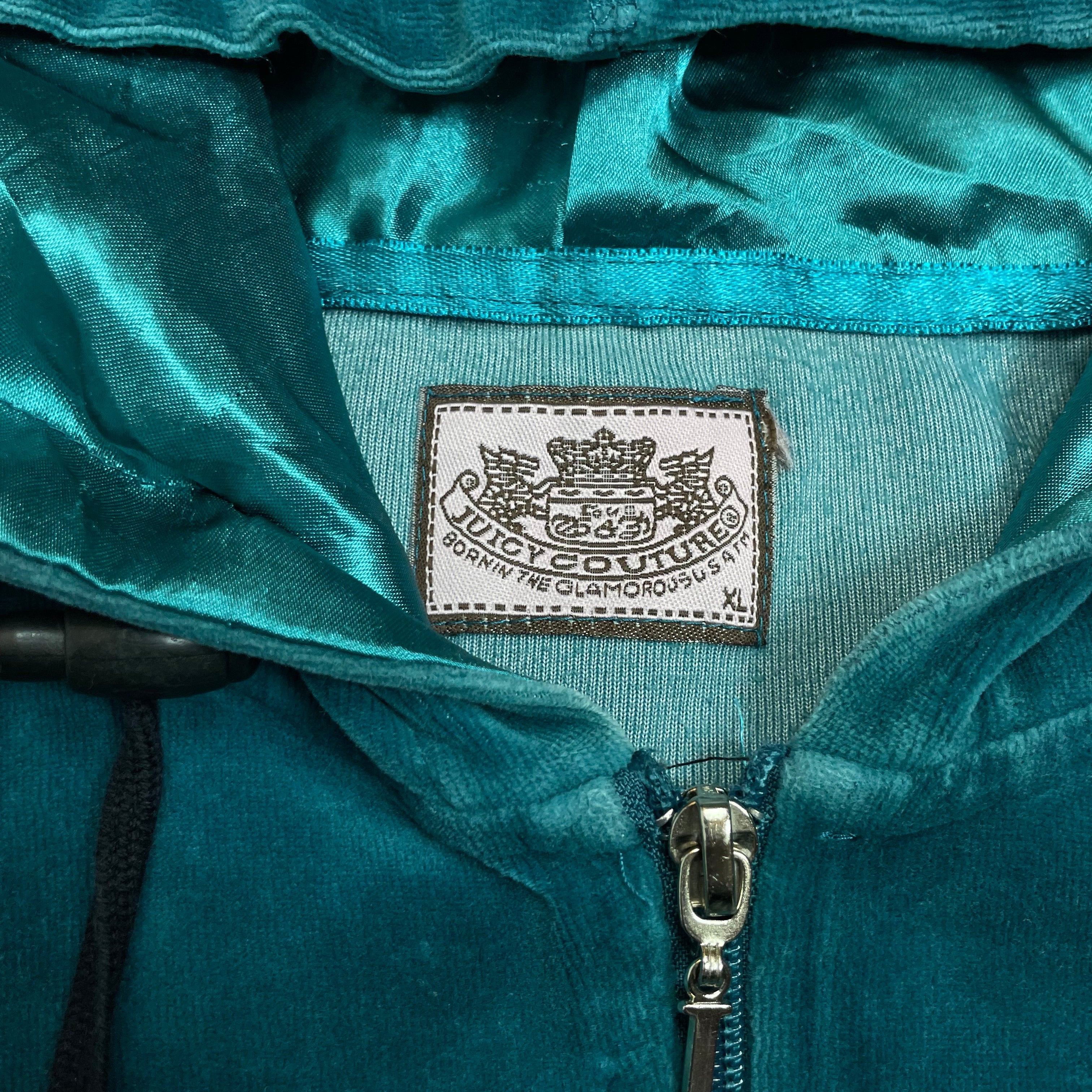 Y2K Juicy Couture Teal Velour Zip Hoodie | Best Fits UK 10-12