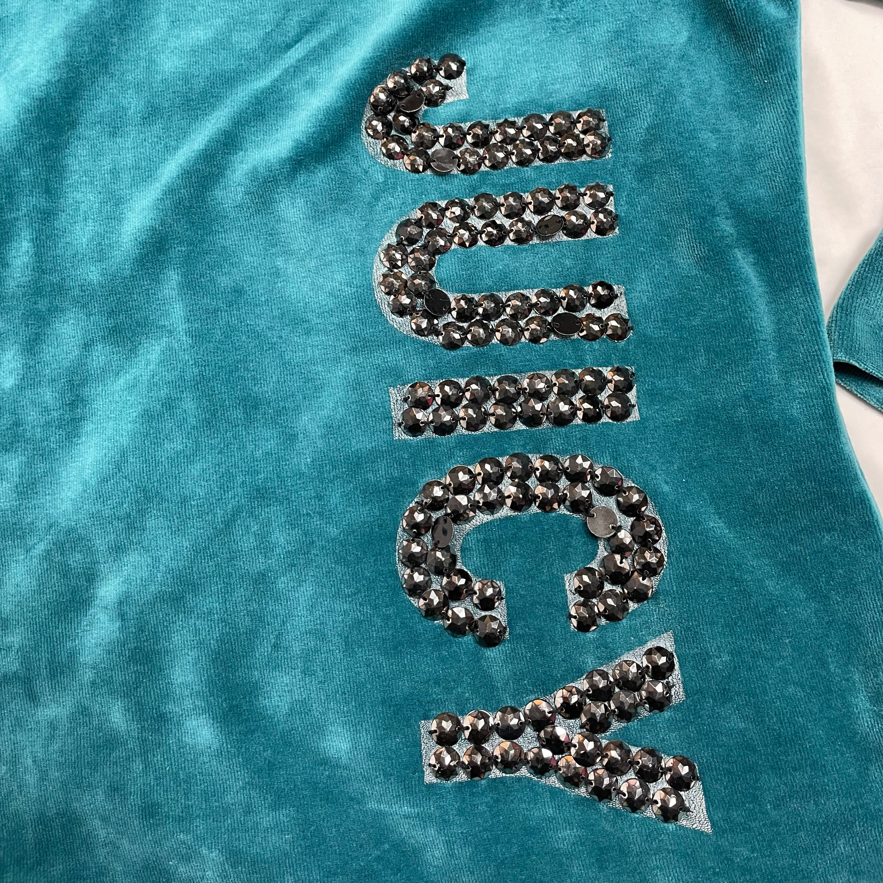 Y2K Juicy Couture Teal Velour Zip Hoodie | Best Fits UK 10-12